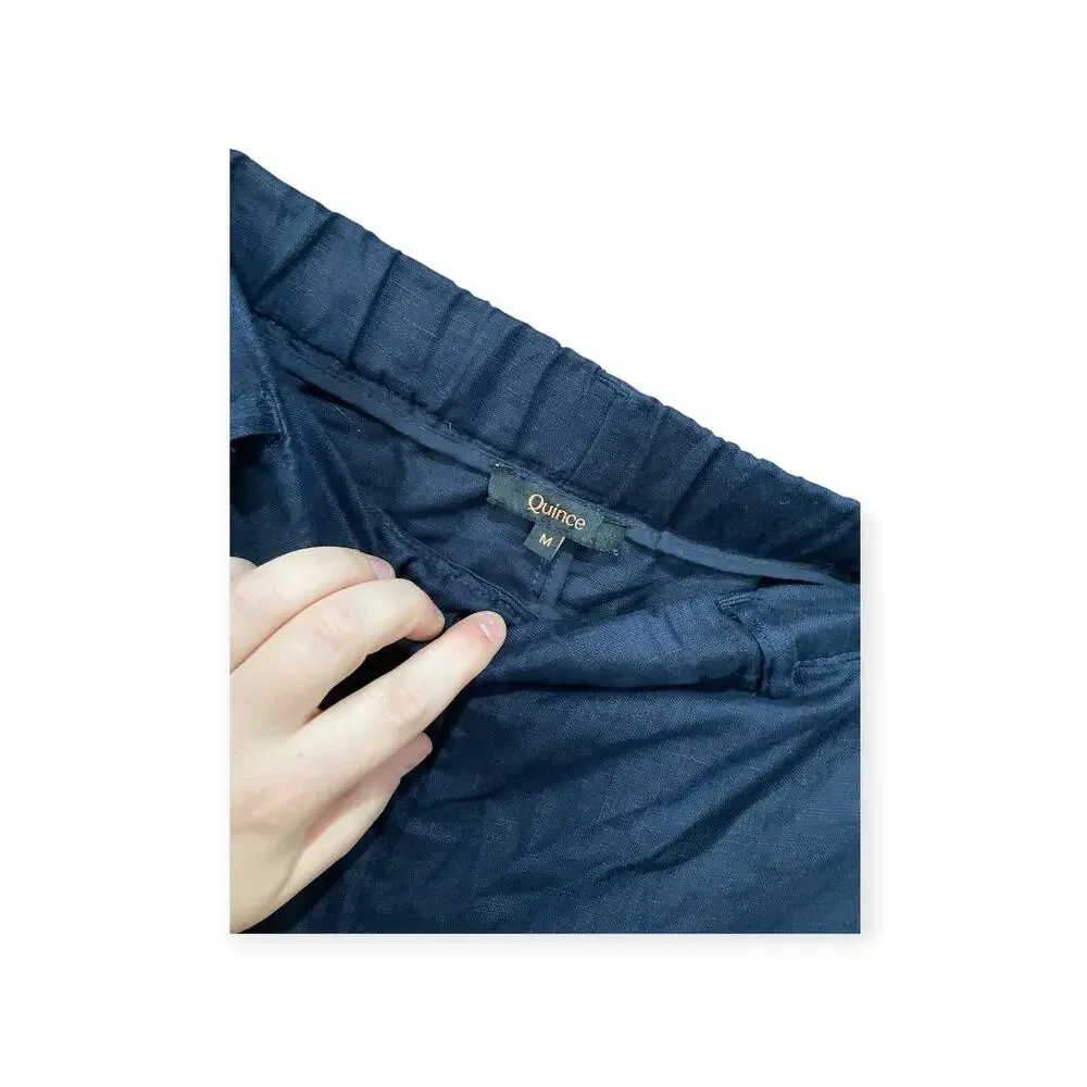 Quince Pants Women Medium Blue 100% Linen